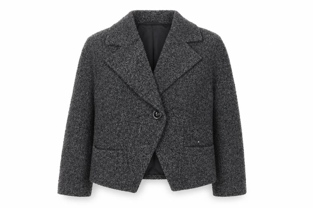 Front view of Marks & Spencer Grey Jacket, Women's, size 16, Button Accent