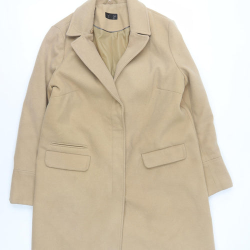 Topshop Women's Beige Mid-Length Coat Size 10