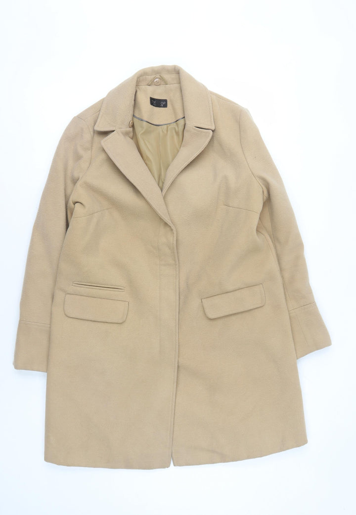 Topshop Women's Beige Mid-Length Coat Size 10