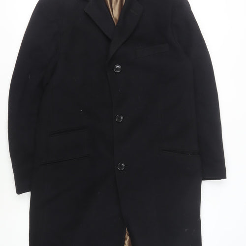 Greenwoods Men's Black Wool Cashmere Overcoat Size 40