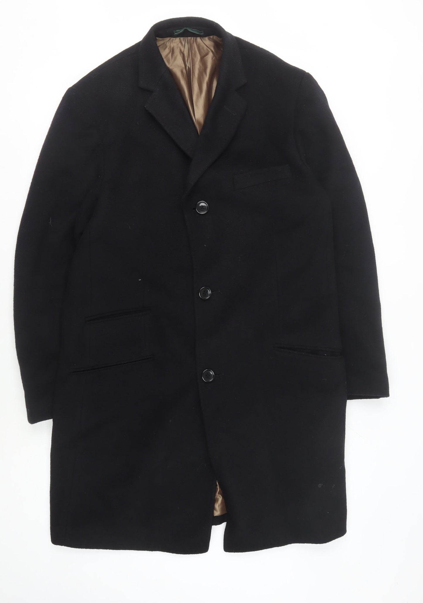 Greenwoods Men's Black Wool Cashmere Overcoat Size 40