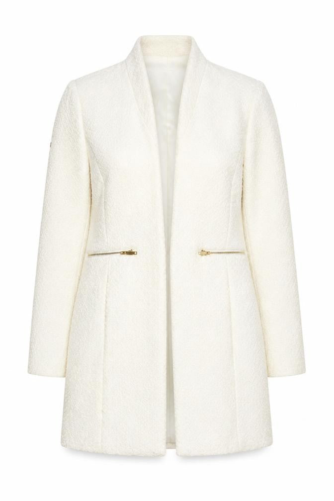 Mango Women's Ivory Jacket XS with Zipped Pockets