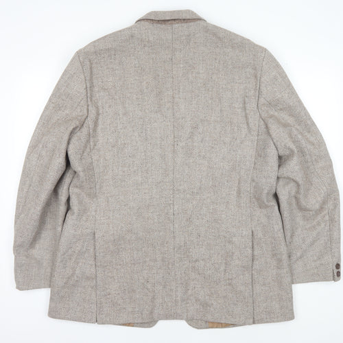 Trym Men's Beige Wool Blazer 46 Regular Herringbone