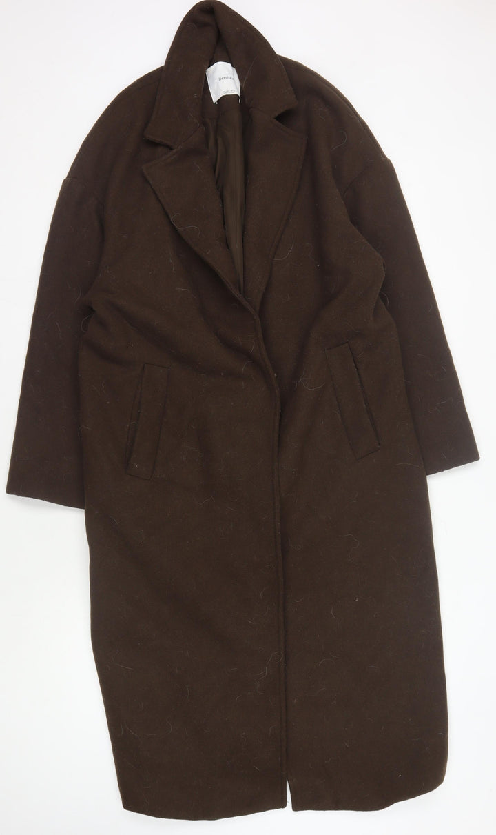 Bershka Men's Brown Long Coat Size L