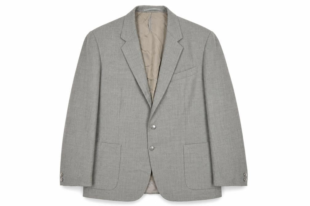 Front view of St Michael Men's Grey Wool Blazer, size 44, Formal