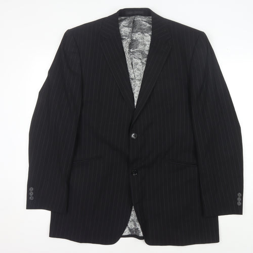 Stvdio Jeff Banks Men's Black Pinstripe Blazer, 42 Regular