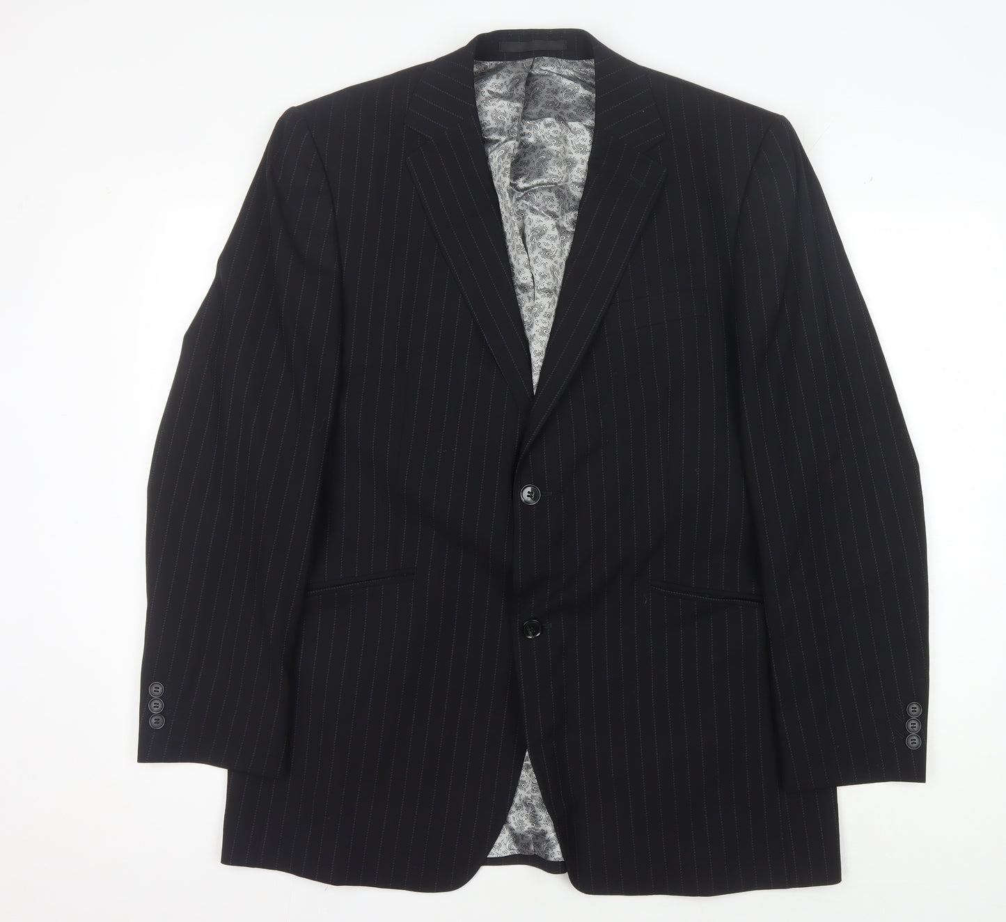 Stvdio Jeff Banks Men's Black Pinstripe Blazer, 42 Regular