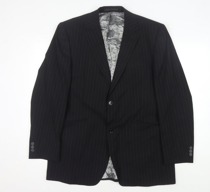 Stvdio Jeff Banks Men's Black Pinstripe Blazer, 42 Regular