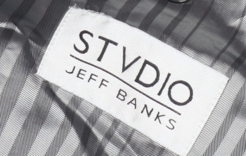 Stvdio Jeff Banks Men's Black Pinstripe Blazer, 42 Regular