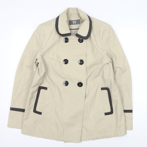 BHS Women's Beige Pea Coat, Size 12, Button Closure