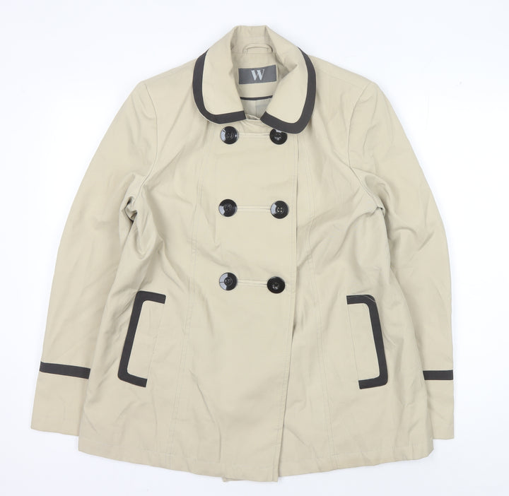 BHS Women's Beige Pea Coat, Size 12, Button Closure