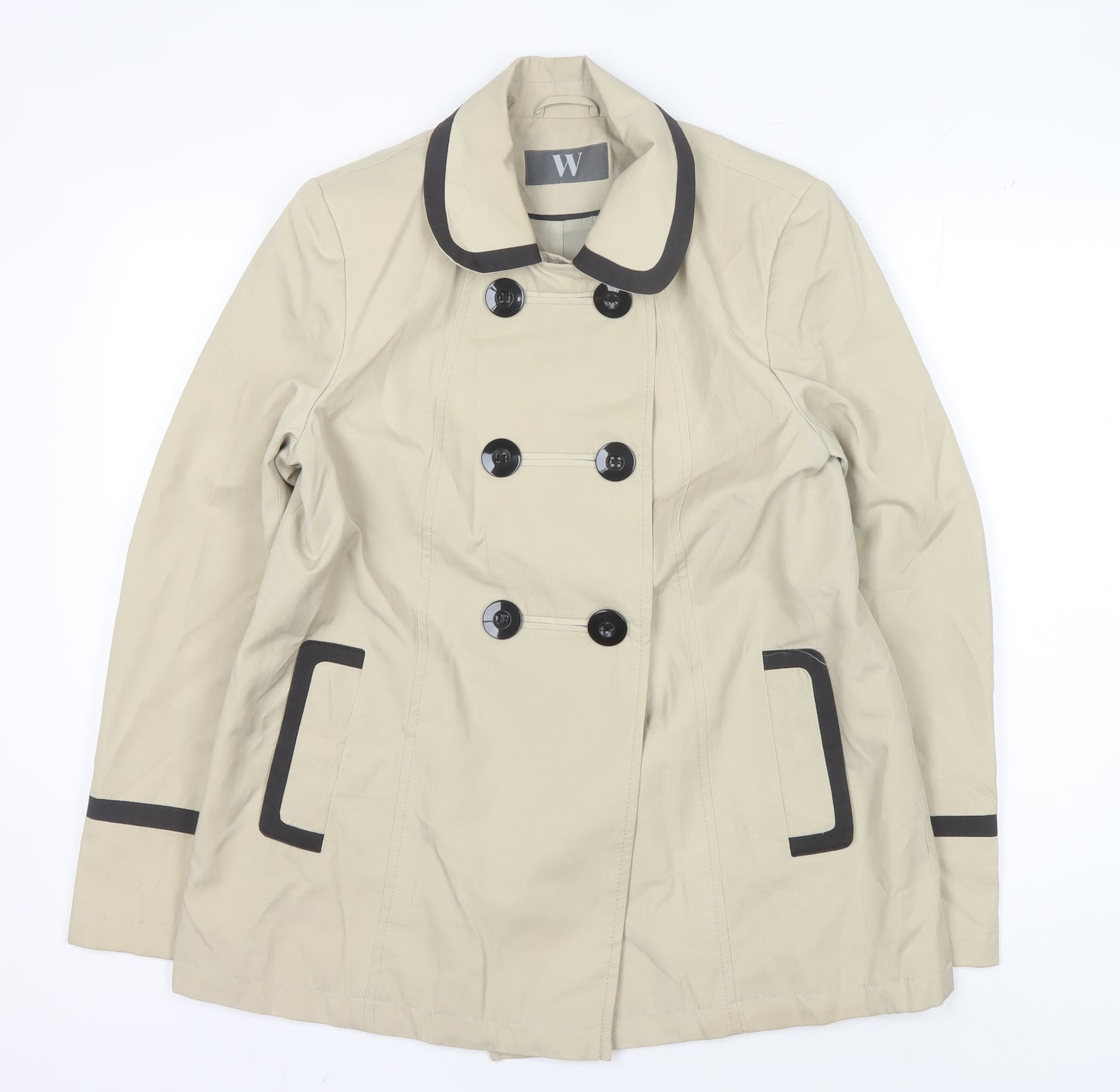 BHS Women's Beige Pea Coat, Size 12, Button Closure