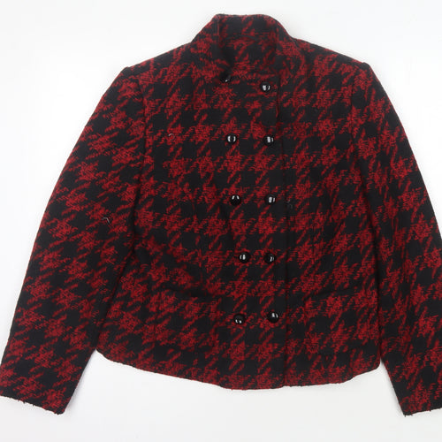 Isle Women's Black Red Houndstooth Jacket Size 10