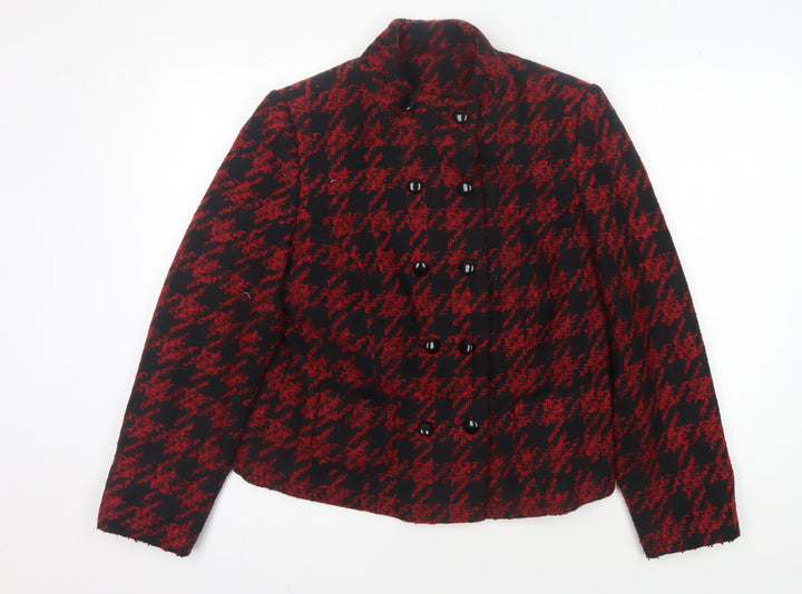 Isle Women's Black Red Houndstooth Jacket Size 10