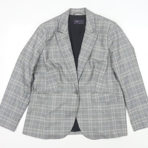 Marks and Spencer Women's Grey Check Blazer, Size 16