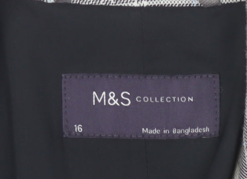Marks and Spencer Women's Grey Check Blazer, Size 16