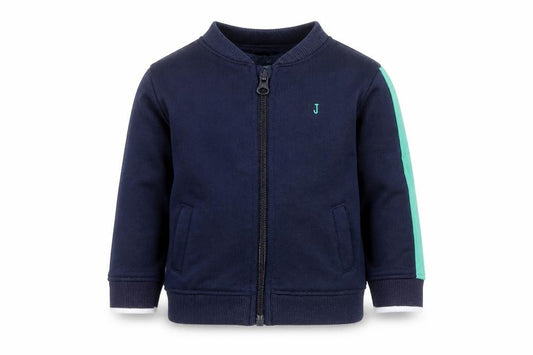 Front view of Junior J unisex baby blue basic jacket 9-12 months