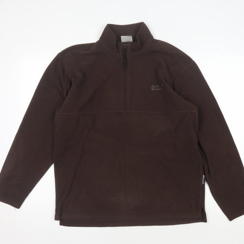 Jack Wolfskin Men's Brown Fleece Half-Zip Sweatshirt M