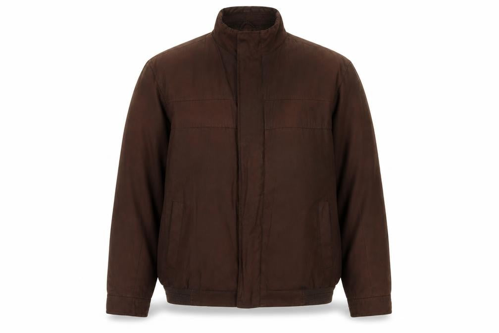 Front view of Thomas Nash Men's Brown Jacket L Stand-Up Collar