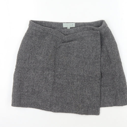Jigsaw Women's Grey Short Wrap Wool Skirt
