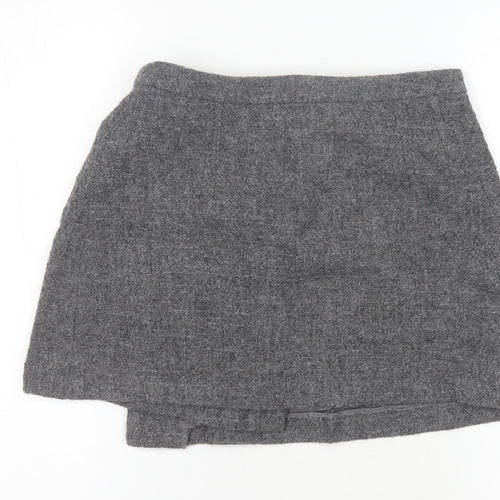 Jigsaw Women's Grey Short Wrap Wool Skirt