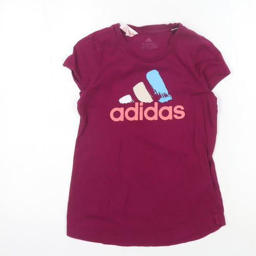 Adidas Girls Purple T-Shirt Short Sleeve 11-12 Years Cotton