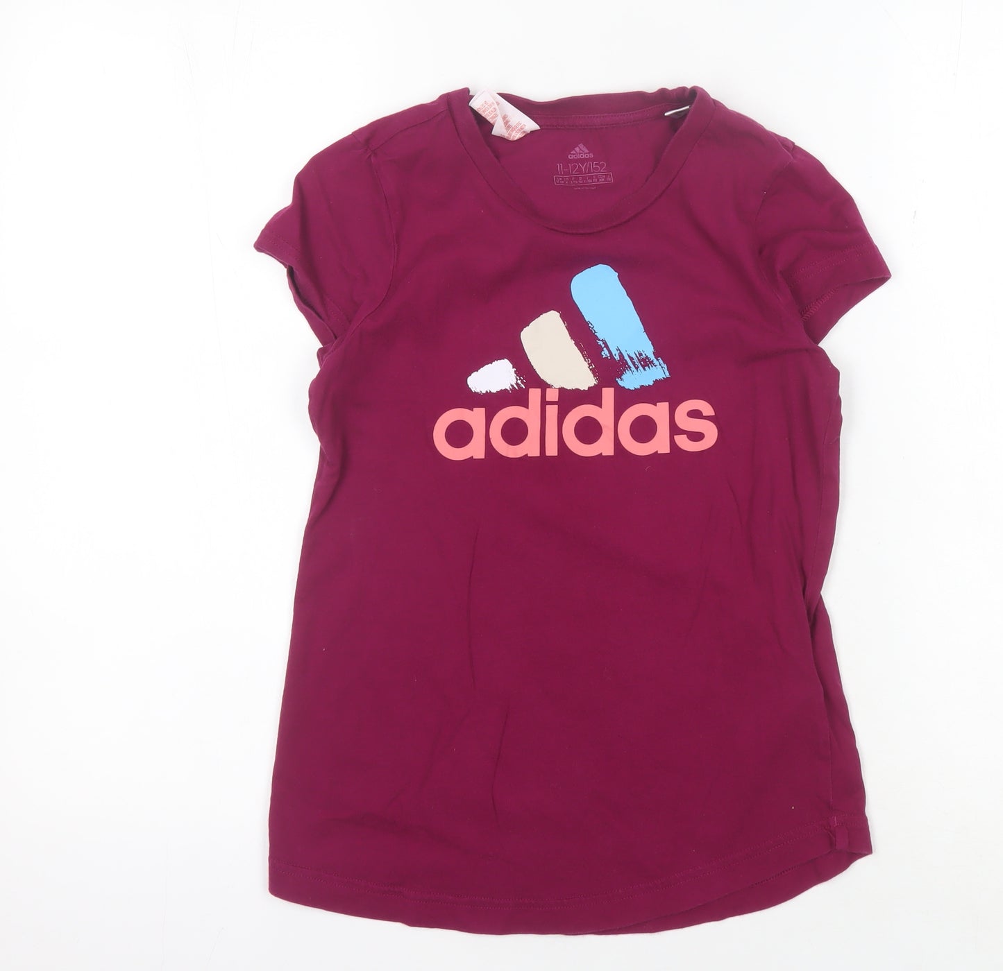 Adidas Girls Purple T-Shirt Short Sleeve 11-12 Years Cotton