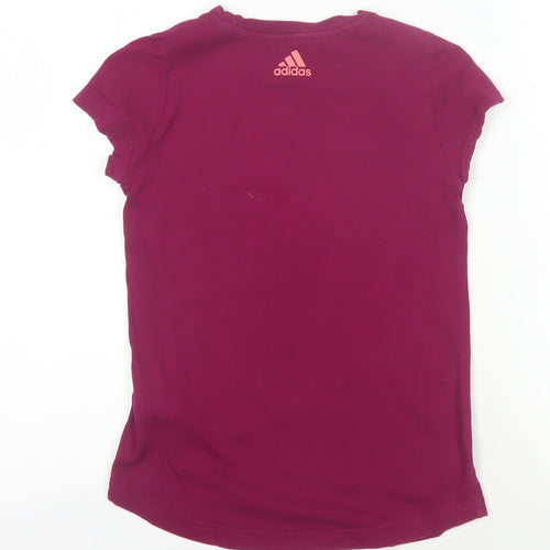 Adidas Girls Purple T-Shirt Short Sleeve 11-12 Years Cotton