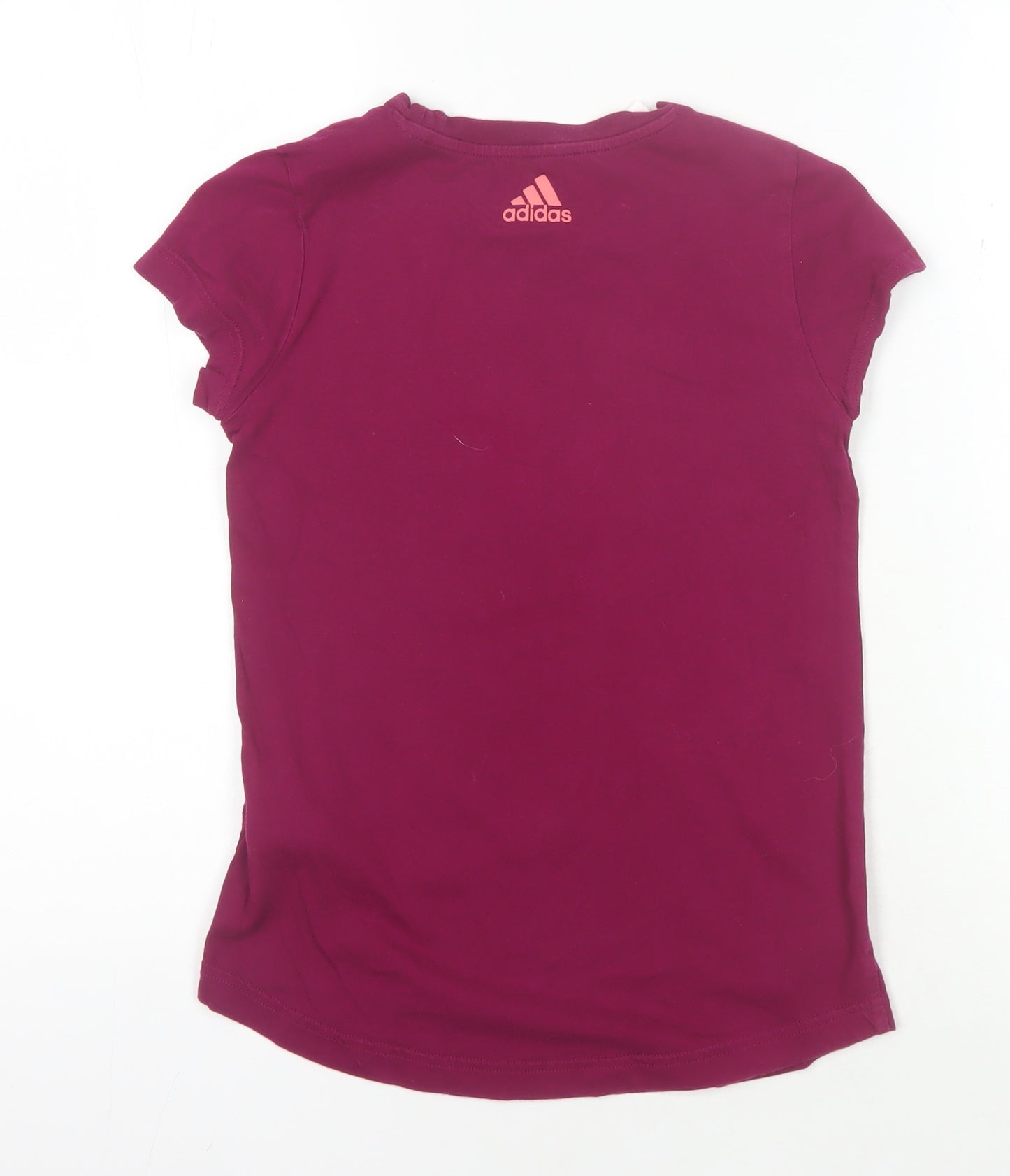 Adidas Girls Purple T-Shirt Short Sleeve 11-12 Years Cotton