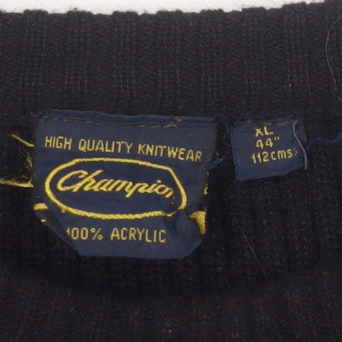 Champion Men's Black XL Pullover Sweater with Buttons
