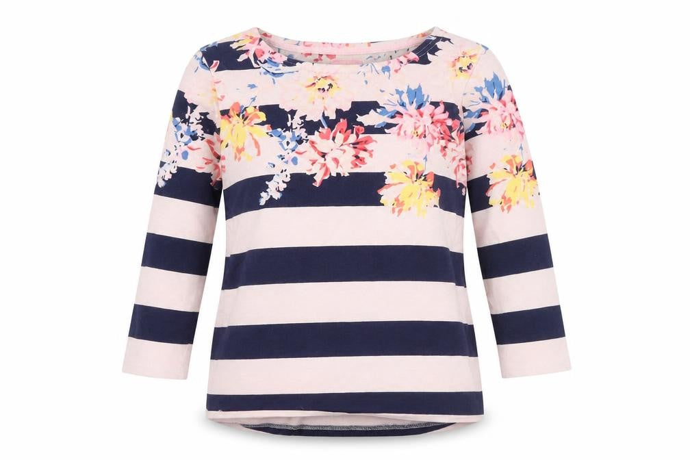 Front view of Joules Women's Multicoloured Stripe T-Shirt, size 10