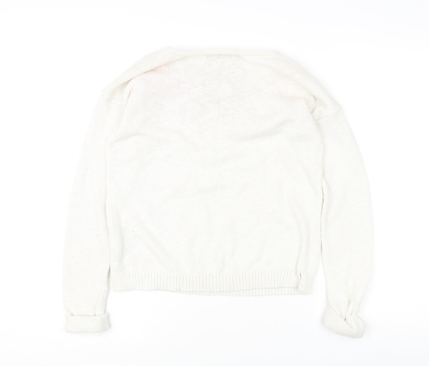 Superdry Girls Ivory Floral Knit Pullover Jumper XS