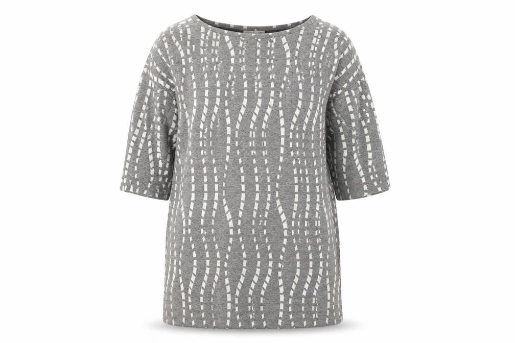 Front view of Zara Women's Grey Geometric jumper, size 8