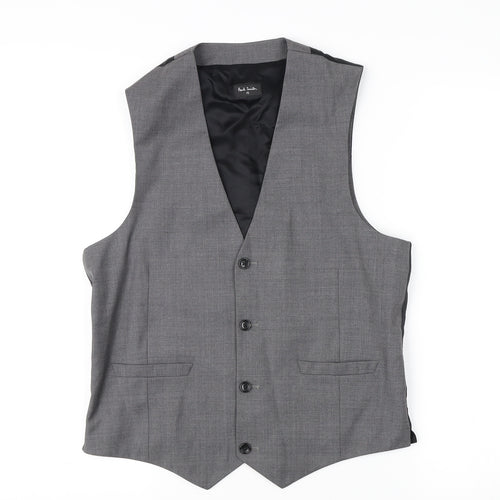 Paul Smith Men's Grey Wool Waistcoat, Size S, Elegant