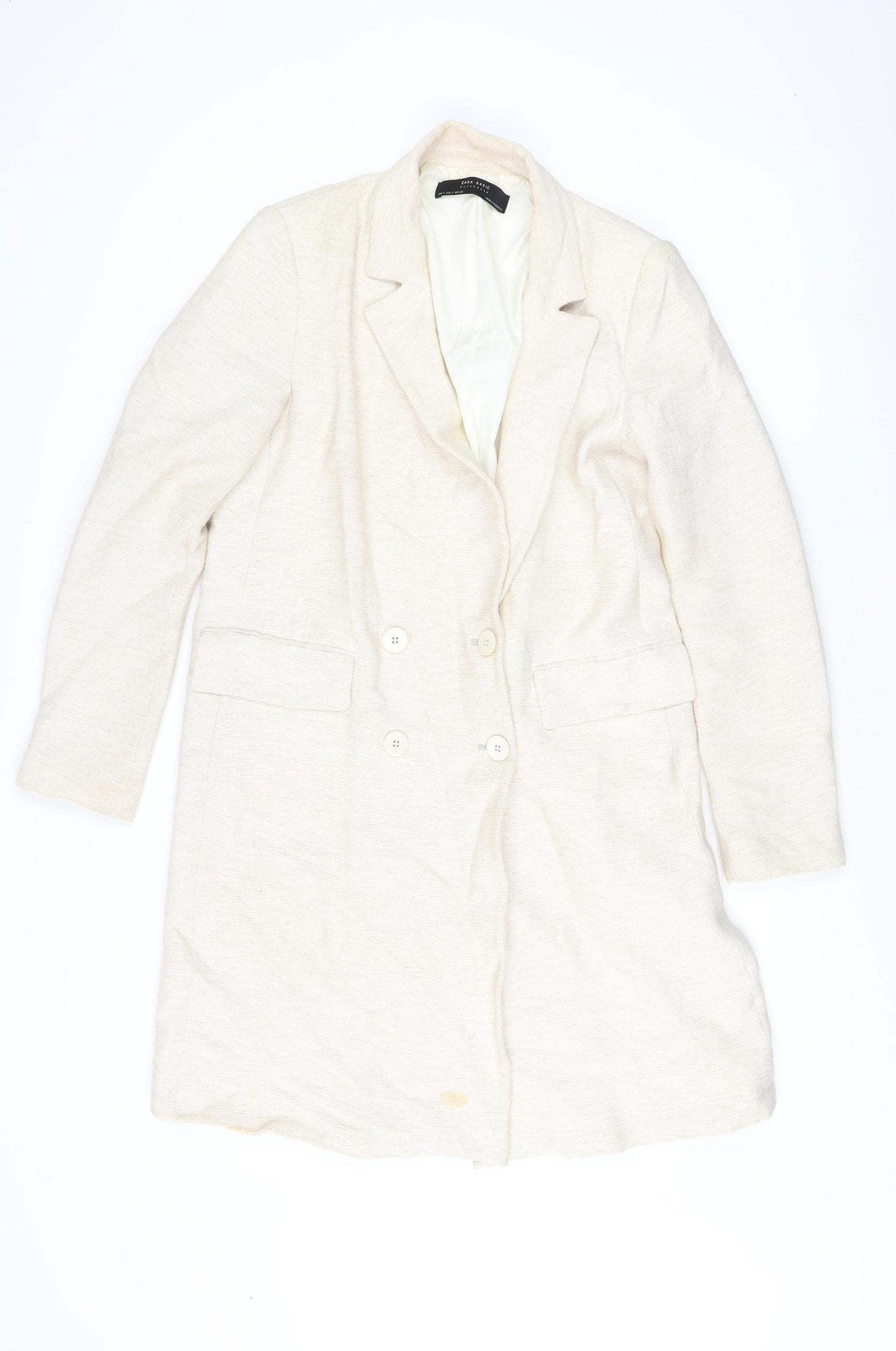 Zara Women's Beige Long Overcoat Size S