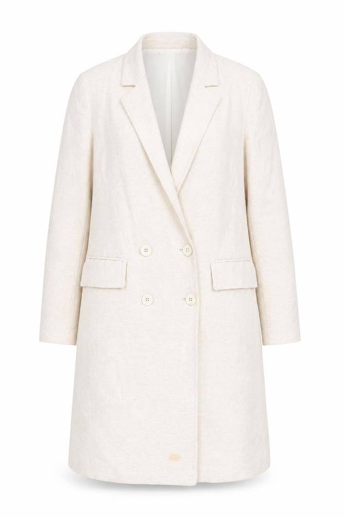 Front view of Zara Women's Beige Long Overcoat, size S
