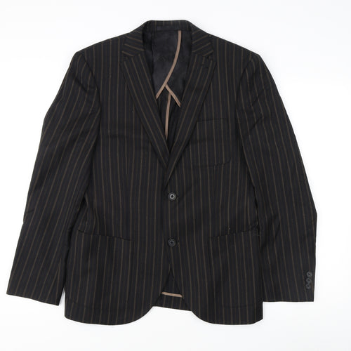 Altamoda Men's Brown Pinstripe Blazer 38S Slim Fit Jacket