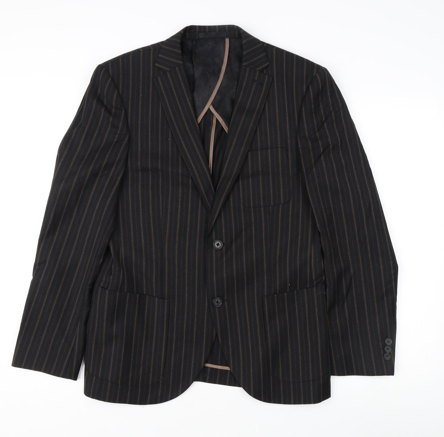Altamoda Men's Brown Pinstripe Blazer 38S Slim Fit Jacket