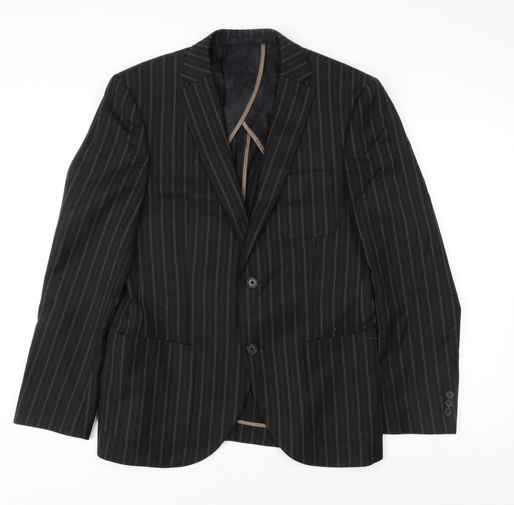 Altamoda Men's Brown Pinstripe Blazer 38S Slim Fit Jacket