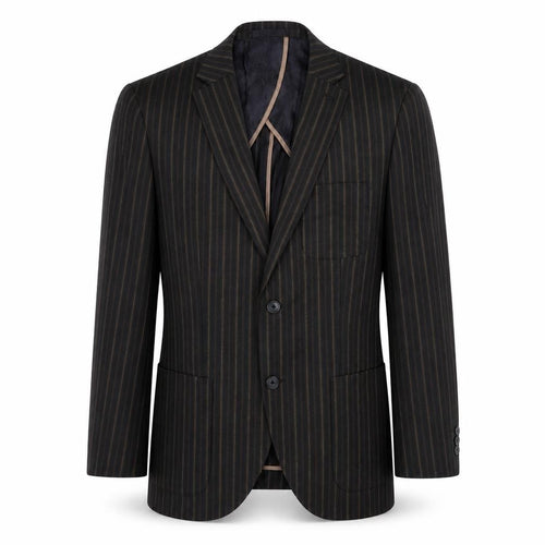 Altamoda Men's Brown Pinstripe Blazer 38S Slim Fit Jacket