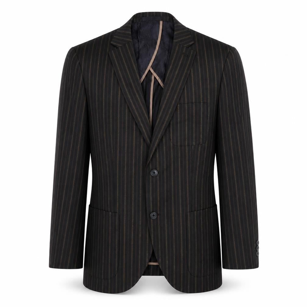 Altamoda Men's Brown Pinstripe Blazer 38S Slim Fit Jacket