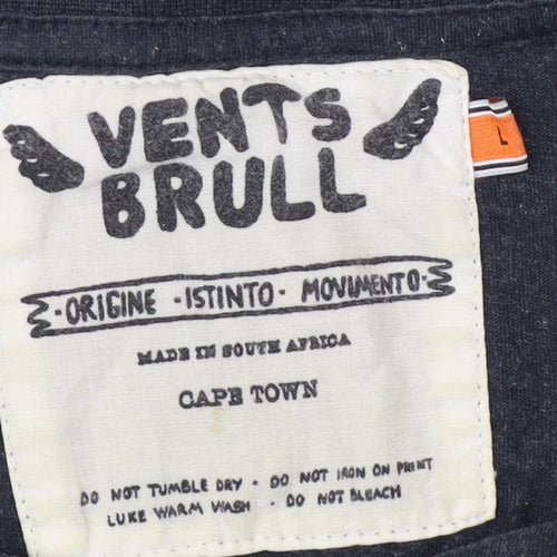 Vents Brull Unisex Black Cotton T-Shirt L Casual