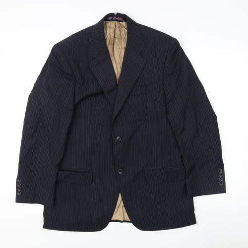 Racing Green Men's Blue Striped Wool Blazer 38S