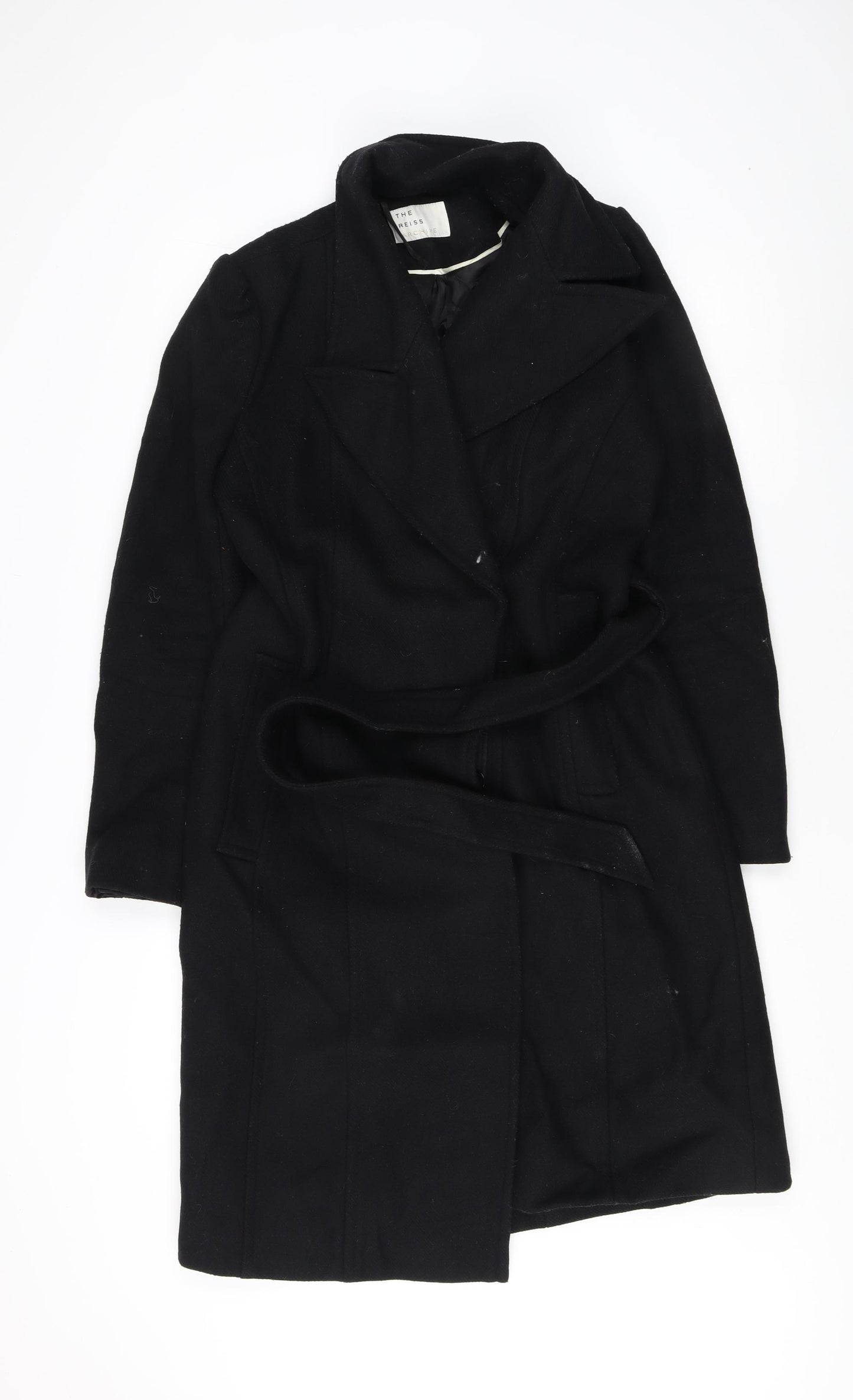 The Reiss Archive Women's Black Wool Overcoat M