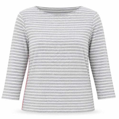 Laura Ashley Women's Grey Striped Boat Neck T-Shirt