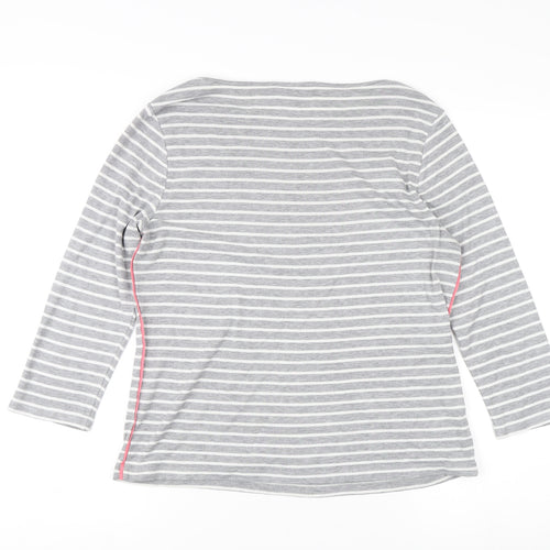 Laura Ashley Women's Grey Striped Boat Neck T-Shirt