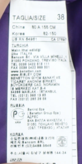 Benetton Women’s Purple Wool Short Coat Size 10