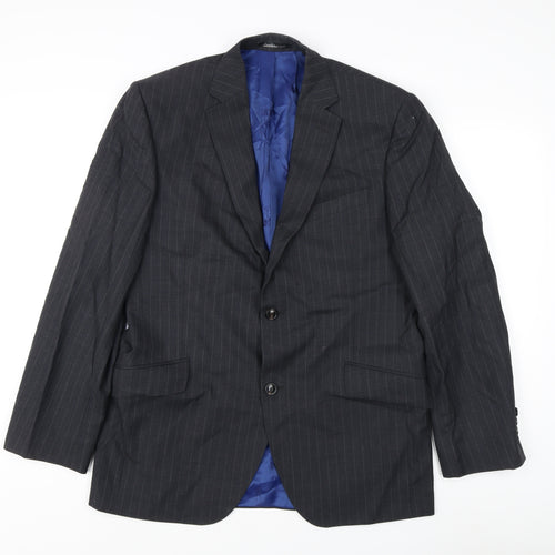 Austin Reed Men's Black Wool Blazer 42R Two-Button Jacket