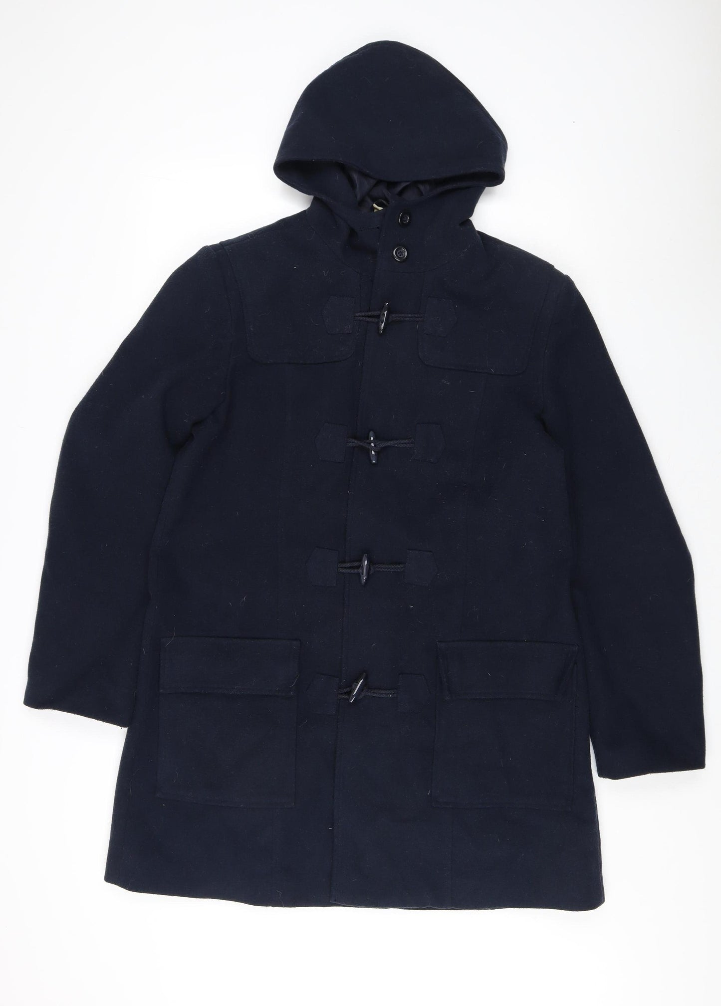 Cotton Traders Women's Blue Hooded Mid-Length Coat Size 14