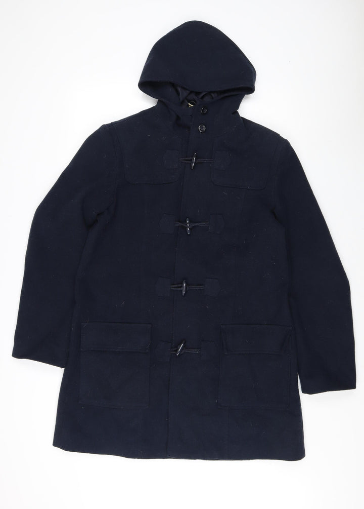 Cotton Traders Women's Blue Hooded Mid-Length Coat Size 14